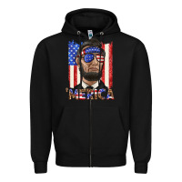 Black merica with lincoln Zipper Hoodie - texasbilliewilder