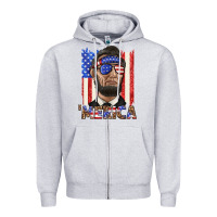 Heather Grey merica with lincoln Zipper Hoodie - texasbilliewilder