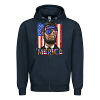 Navy merica with lincoln Zipper Hoodie - texasbilliewilder