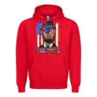Red merica with lincoln Zipper Hoodie - texasbilliewilder
