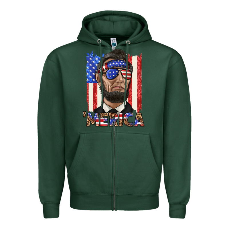 Merica With Lincoln Zipper Hoodie by texasbilliewilder | Teevron