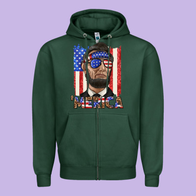 Zipper Hoodie merica with lincoln