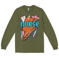 Army Green nurse lightning bolt Long Sleeve Tee - MaliasSmallBusiness