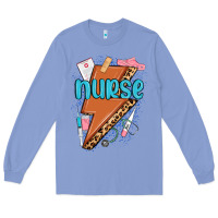 Colony Blue nurse lightning bolt Long Sleeve Tee - MaliasSmallBusiness