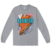 Heather Grey nurse lightning bolt Long Sleeve Tee - MaliasSmallBusiness