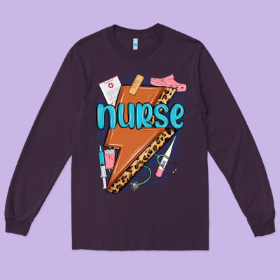 Long Sleeve Tee nurse lightning bolt