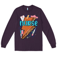 Plum nurse lightning bolt Long Sleeve Tee - MaliasSmallBusiness