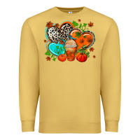Antique Gold western leopard  fall   hearts Premium Sweatshirt - AdoDesignShop