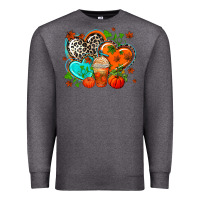 Charcoal Heather western leopard  fall   hearts Premium Sweatshirt - AdoDesignShop