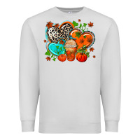 Dove Grey western leopard  fall   hearts Premium Sweatshirt - AdoDesignShop