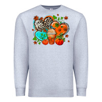 Heather Grey western leopard  fall   hearts Premium Sweatshirt - AdoDesignShop