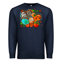 Navy western leopard  fall   hearts Premium Sweatshirt - AdoDesignShop