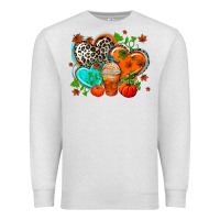 Oatmeal Heather western leopard  fall   hearts Premium Sweatshirt - AdoDesignShop