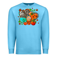 Ocean Blue western leopard  fall   hearts Premium Sweatshirt - AdoDesignShop