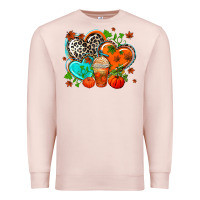 Pale Pink western leopard  fall   hearts Premium Sweatshirt - AdoDesignShop