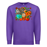 Purple western leopard  fall   hearts Premium Sweatshirt - AdoDesignShop
