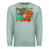 Seafoam western leopard  fall   hearts Premium Sweatshirt - AdoDesignShop