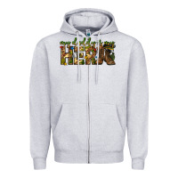 Heather Grey my daddy is my hero army western Zipper Hoodie - texasbilliewilder