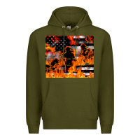 Army Green firefighter thin red lin Premium Hoodie - LillyAllenDesigns