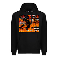 Black firefighter thin red lin Premium Hoodie - LillyAllenDesigns