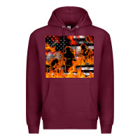 Burgundy firefighter thin red lin Premium Hoodie - LillyAllenDesigns