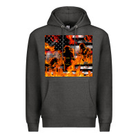 Charcoal Heather firefighter thin red lin Premium Hoodie - LillyAllenDesigns