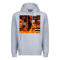 Heather Grey firefighter thin red lin Premium Hoodie - LillyAllenDesigns