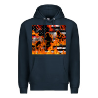 Navy firefighter thin red lin Premium Hoodie - LillyAllenDesigns