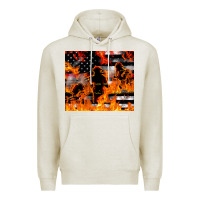 Oatmeal Heather firefighter thin red lin Premium Hoodie - LillyAllenDesigns