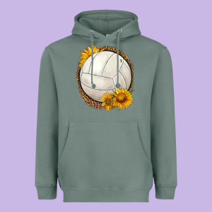 Western Volleyball With Sunflower Heavyweight Hoodie Designed By Hra Design Shop