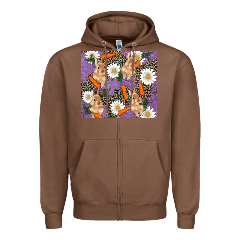 Easter Bunny Carrot Daisys Leopard Glitter Zipper Hoodie by RanaPortraitStore | Teevron