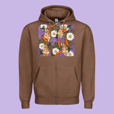 Zipper Hoodie easter bunny carrot daisys leopard glitter