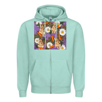 Seafoam easter bunny carrot daisys leopard glitter Zipper Hoodie - RanaPortraitStore