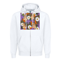 White easter bunny carrot daisys leopard glitter Zipper Hoodie - RanaPortraitStore