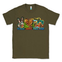 Army Green peace love free bird Classic Tee - Zillion Design Studio