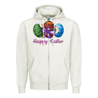 Oatmeal Heather easter western eggs happy easter Zipper Hoodie - RanaPortraitStore