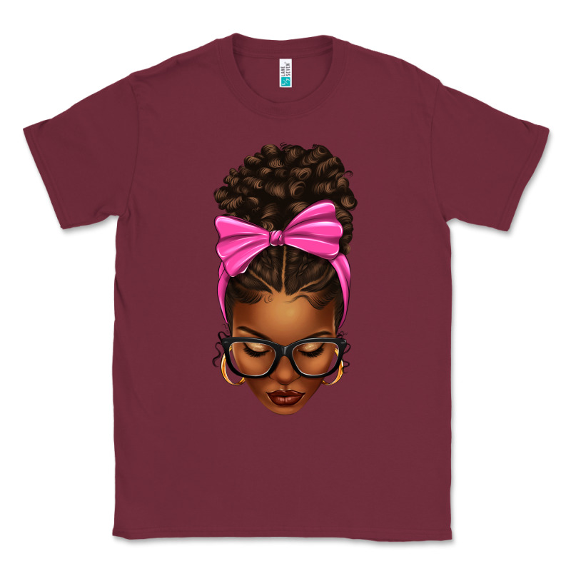 Afro Messy Bun Pink Bow Classic Tee by texasbilliewilder | Teevron