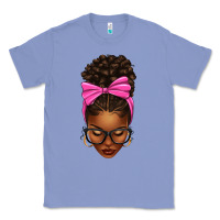 Colony Blue afro messy bun pink bow Classic Tee - texasbilliewilder