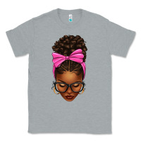 Heather Grey afro messy bun pink bow Classic Tee - texasbilliewilder