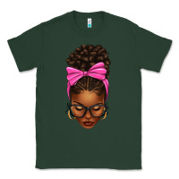Sports Green afro messy bun pink bow Classic Tee - texasbilliewilder