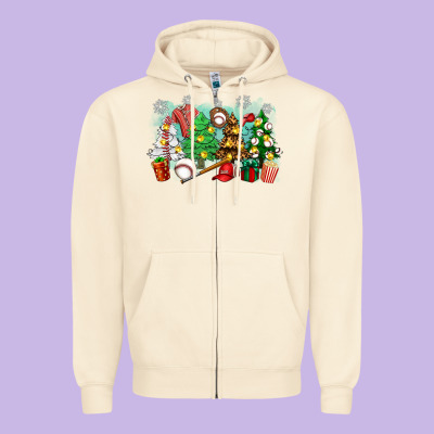 Zipper Hoodie christmas trees with baseball