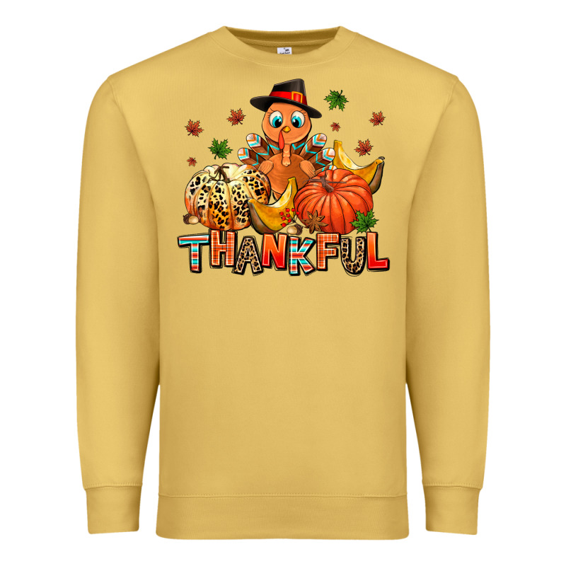 Thankful Pumpkins And Turkey Premium Sweatshirt by AdoDesignShop | Teevron