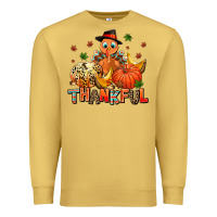 Antique Gold thankful pumpkins and turkey Premium Sweatshirt - AdoDesignShop