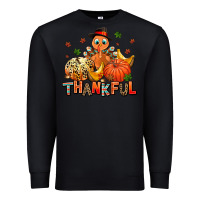 Black thankful pumpkins and turkey Premium Sweatshirt - AdoDesignShop