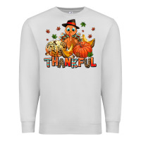 Dove Grey thankful pumpkins and turkey Premium Sweatshirt - AdoDesignShop