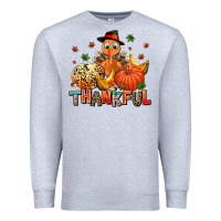 Heather Grey thankful pumpkins and turkey Premium Sweatshirt - AdoDesignShop