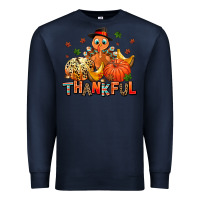 Navy thankful pumpkins and turkey Premium Sweatshirt - AdoDesignShop