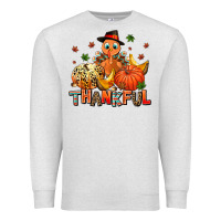 Oatmeal Heather thankful pumpkins and turkey Premium Sweatshirt - AdoDesignShop
