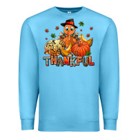 Ocean Blue thankful pumpkins and turkey Premium Sweatshirt - AdoDesignShop