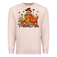 Pale Pink thankful pumpkins and turkey Premium Sweatshirt - AdoDesignShop